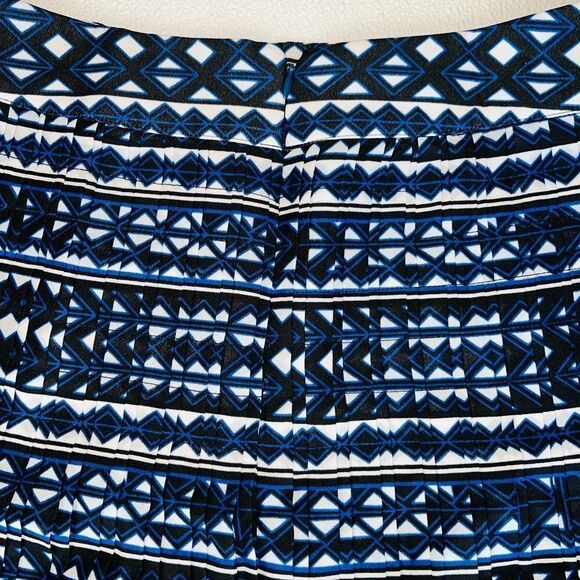 J. Crew Pleated Geometric Print Skirt Blue/White Size 0 - Picture 9 of 10